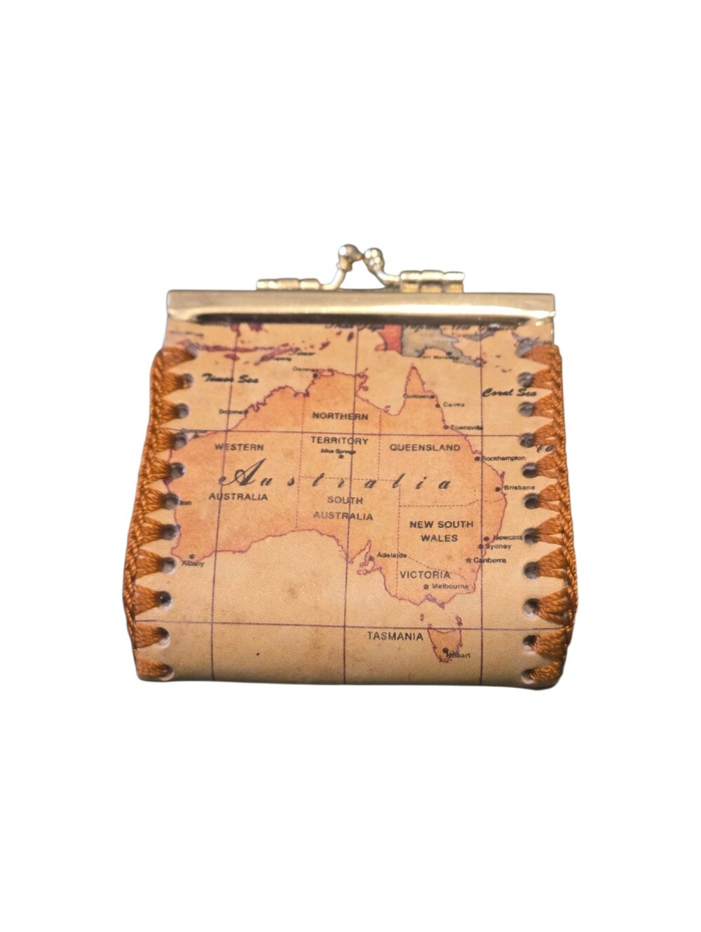Vintage Map of Australia Print Kiss-Lock Coin Purse / Pouch